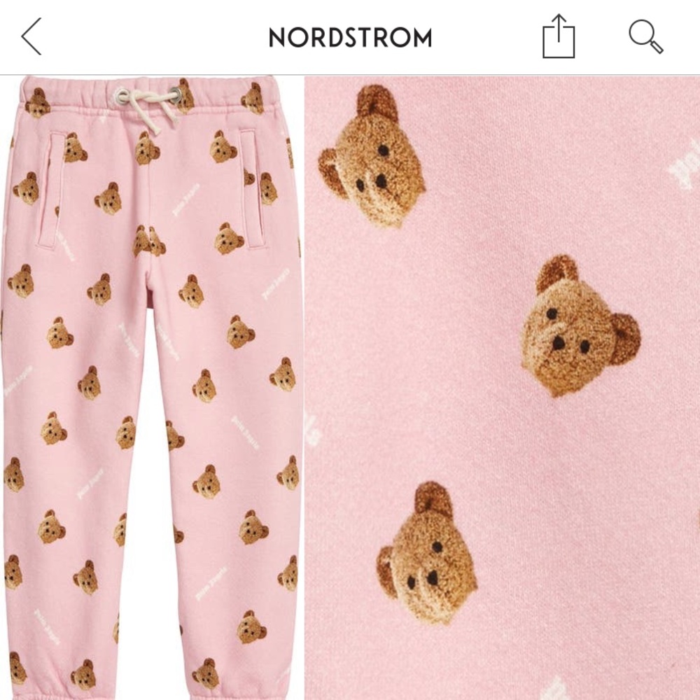 Palm Angels kids bear logo joggers size 6Y pink/brown brand new never worn